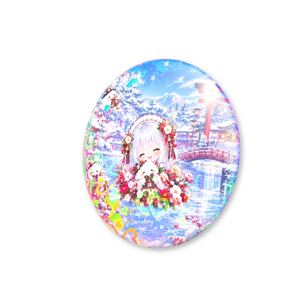 ちびメイドホログラム缶バッジ1月ver