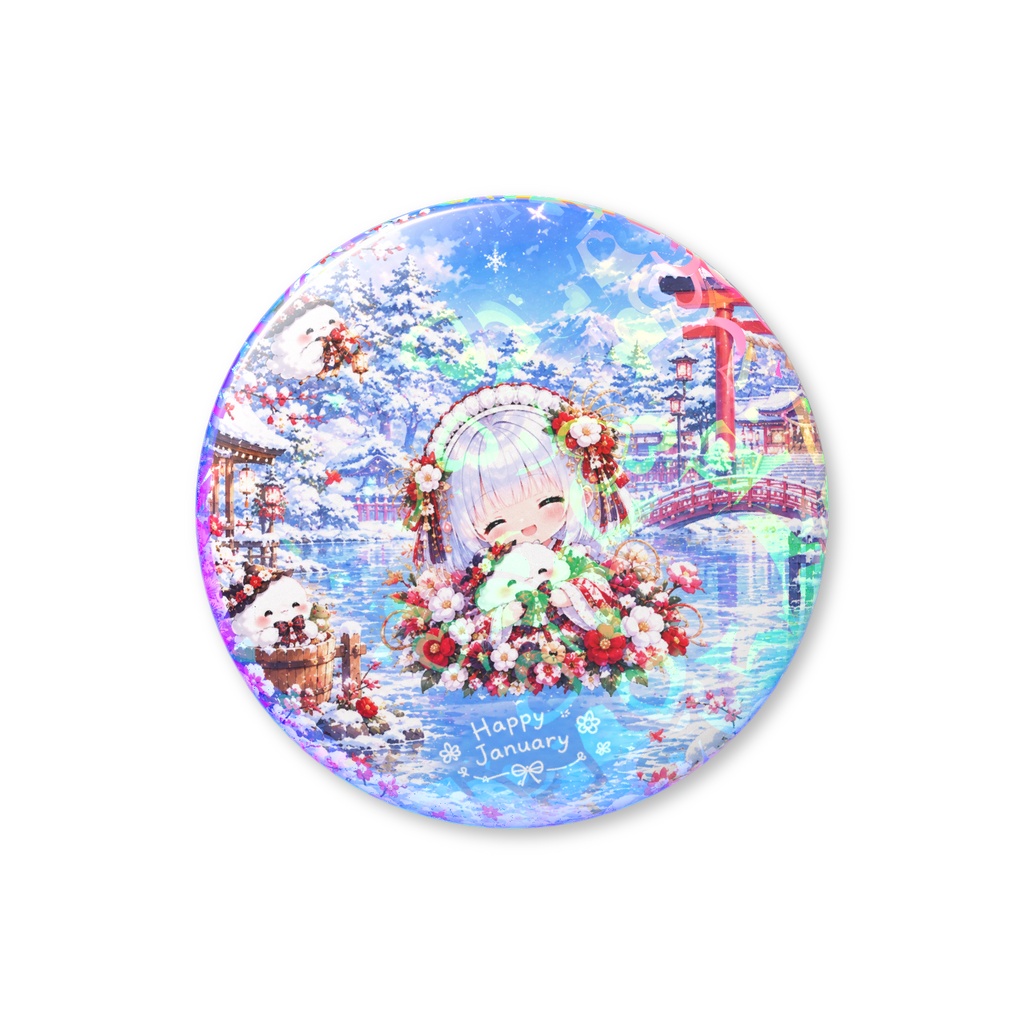 ちびメイドホログラム缶バッジ1月ver
