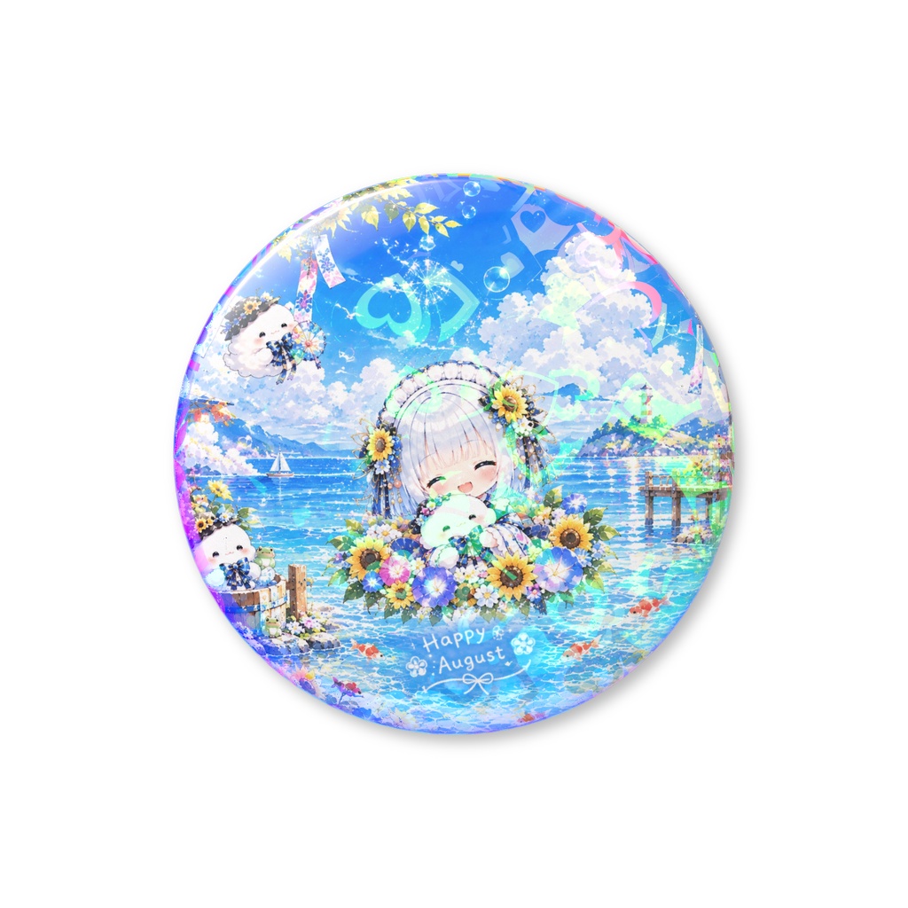 ちびメイドホログラム缶バッジ8月ver