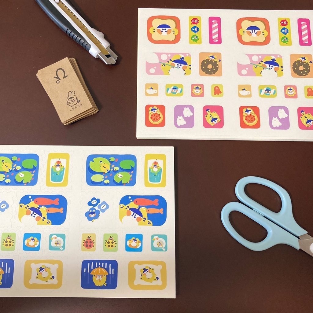 🖋レタースタンプ風ハーフカットシール🐯