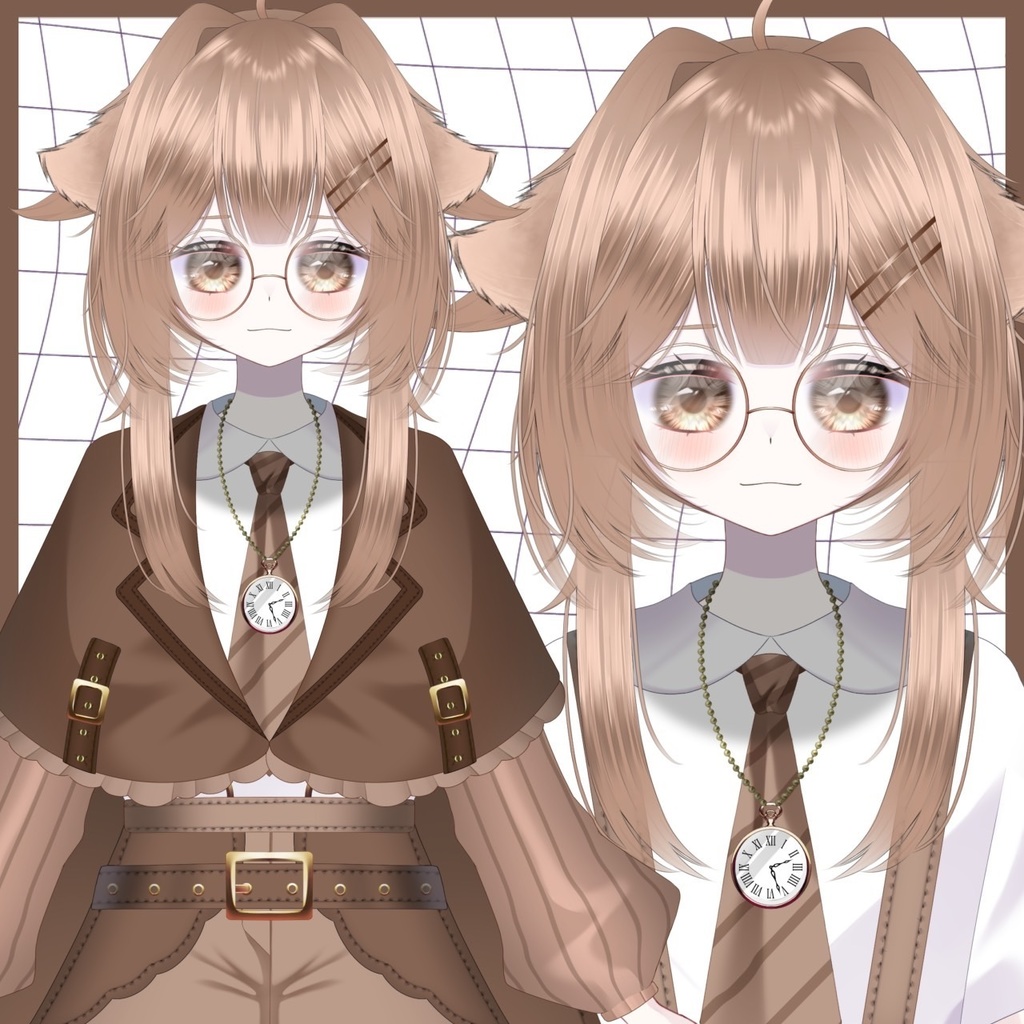 Single item Live2D parts classification illustration【限定一点】ケモミミ探偵っ子【パーツ分けPSDイラスト】