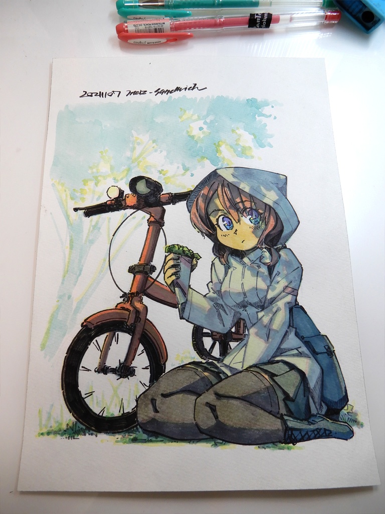 【B5水彩】外出先の「さきえさん」