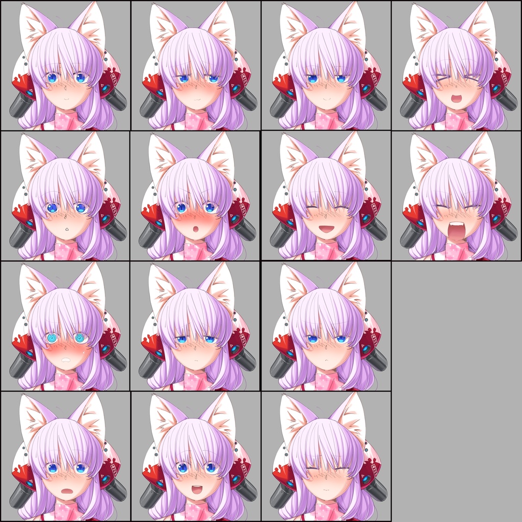 【キャラクター素材】桃色狐サイボーグ