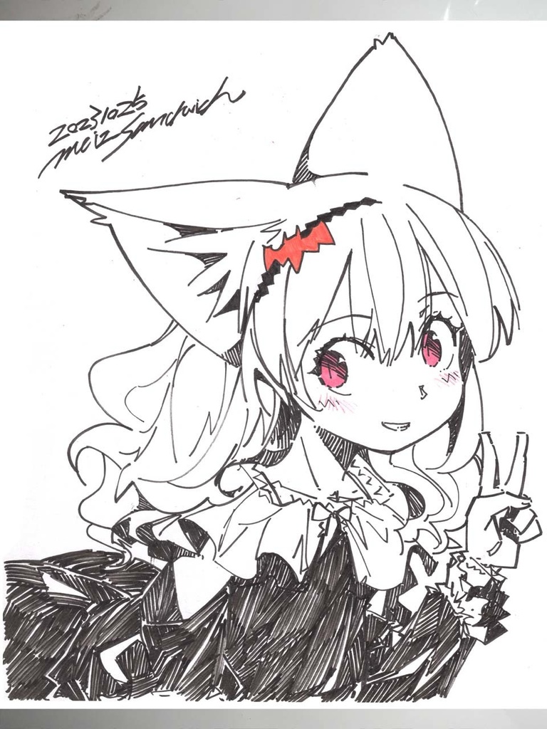 中色紙(212×182mm )モノクロイラスト受注作成/Medium Shikisi illustration made to order