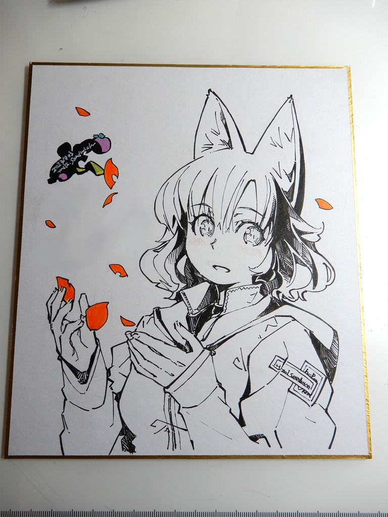 中色紙(212×182mm )モノクロイラスト受注作成/Medium Shikisi illustration made to order