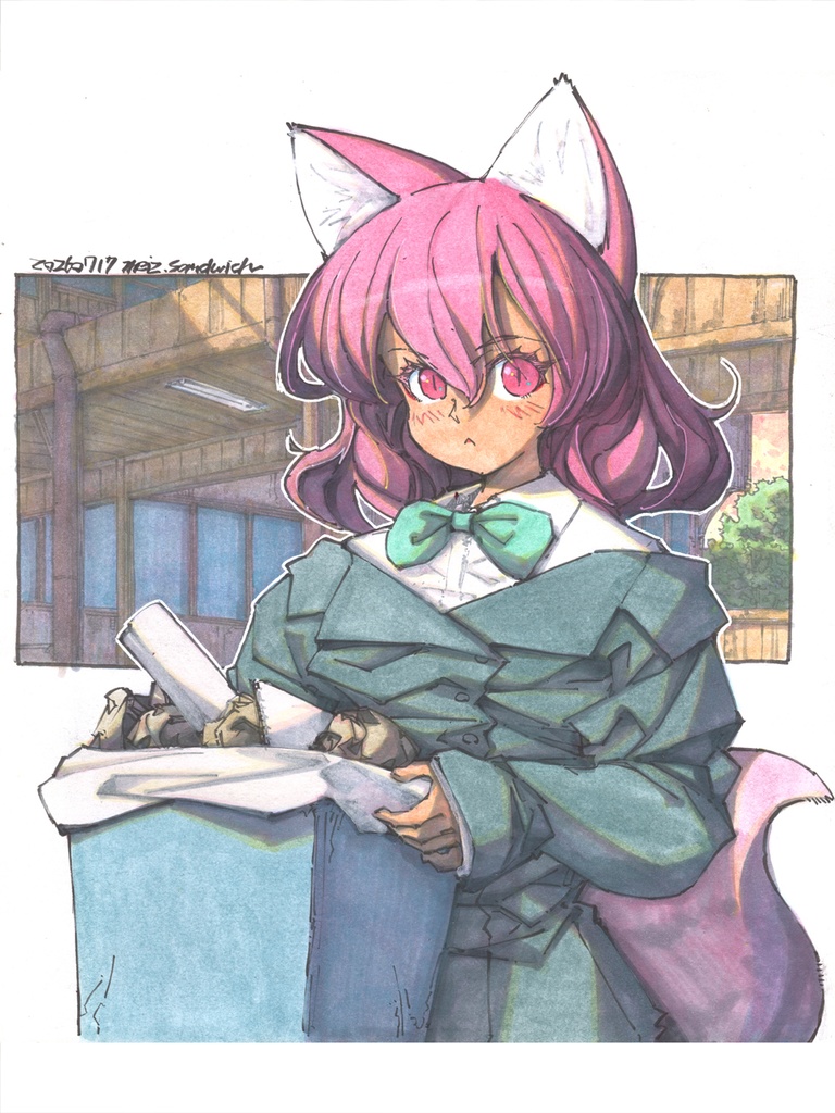 【色紙水彩】アネのごみ捨て当番