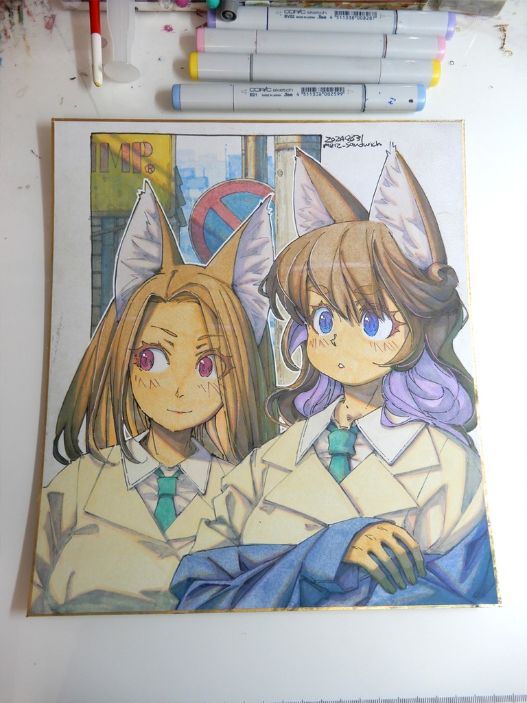 【色紙水彩】人気カレー店の順番待ち