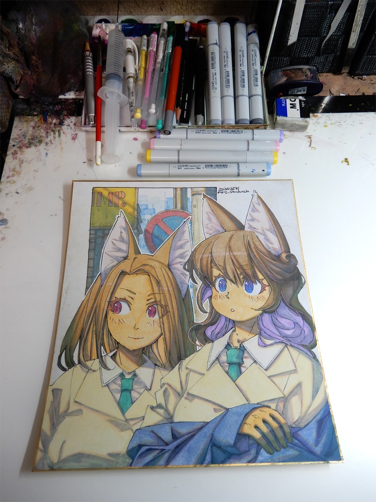 【色紙水彩】人気カレー店の順番待ち