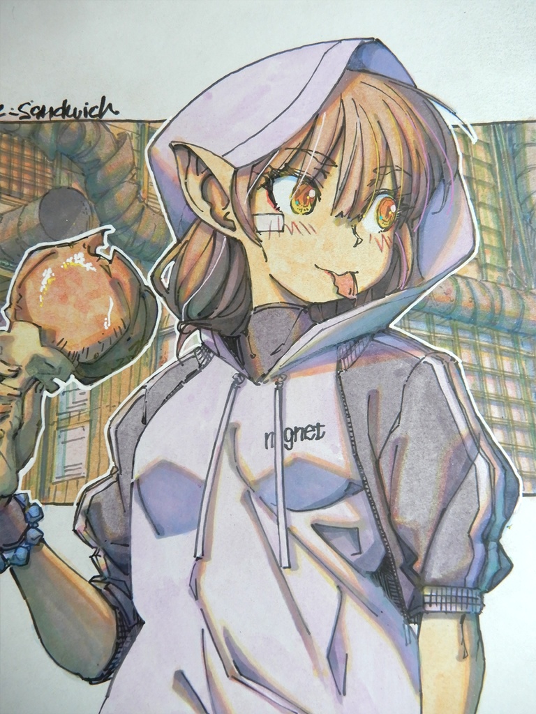 【色紙水彩】パーカー大好き鷹のランチ