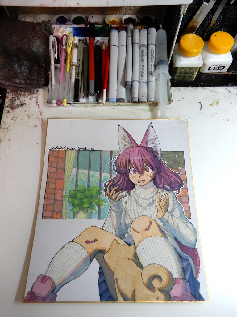 【色紙水彩】弟が犬を拾ってきた日