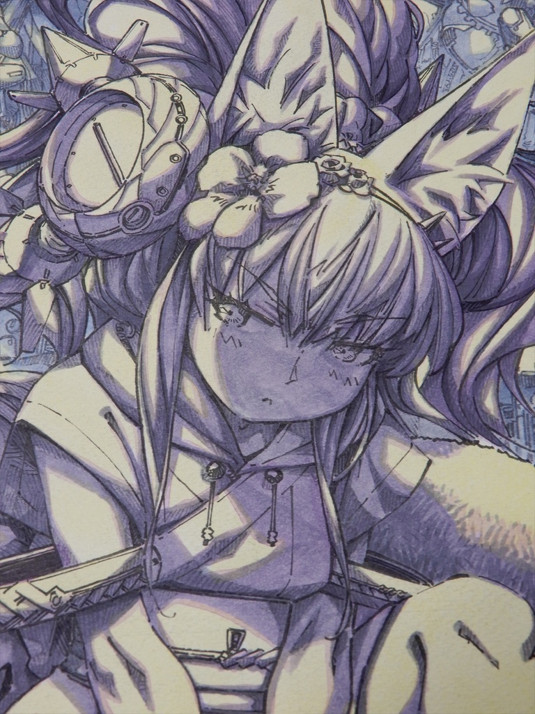 【額装済み:手ぬぐいサイズワトソン紙水彩】起きろ残骸