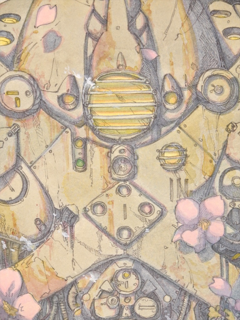 【額装済み:手ぬぐいサイズワトソン紙水彩】起きろ残骸