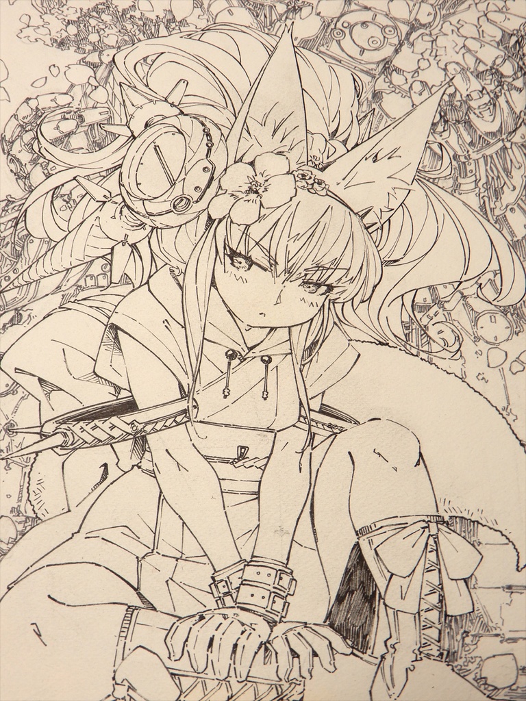 【額装済み:手ぬぐいサイズワトソン紙水彩】起きろ残骸