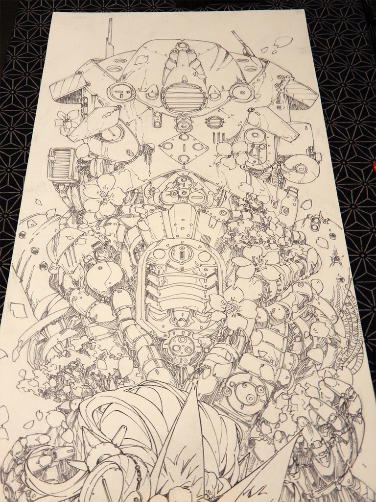 【額装済み:手ぬぐいサイズワトソン紙水彩】起きろ残骸