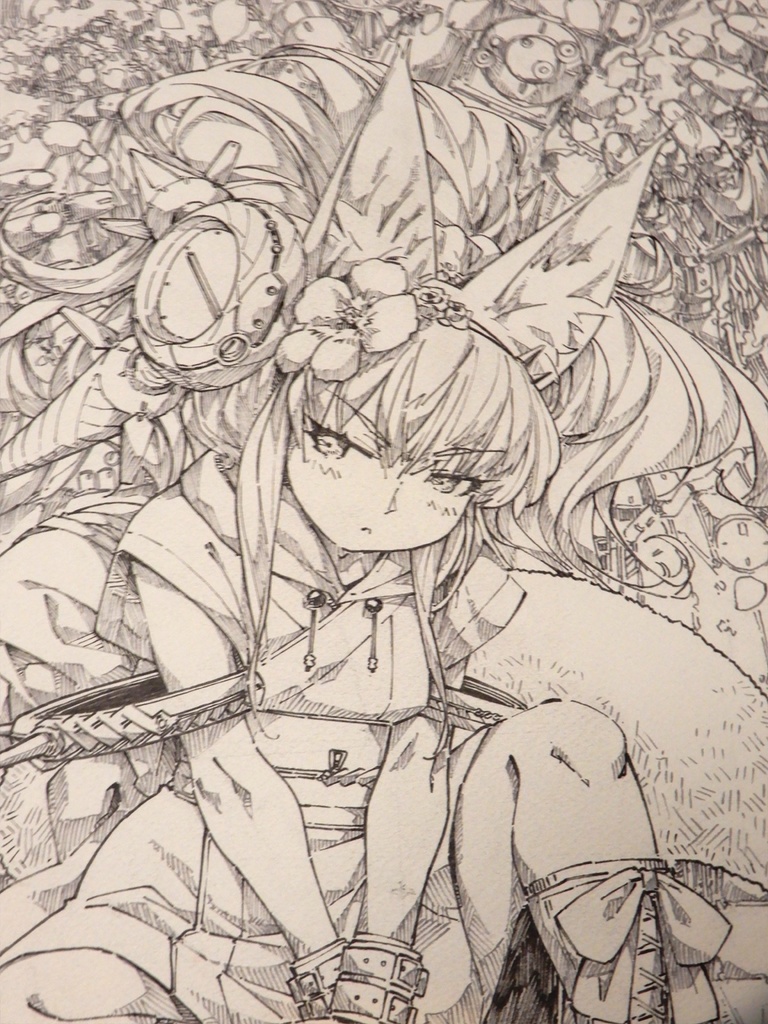 【額装済み:手ぬぐいサイズワトソン紙水彩】起きろ残骸