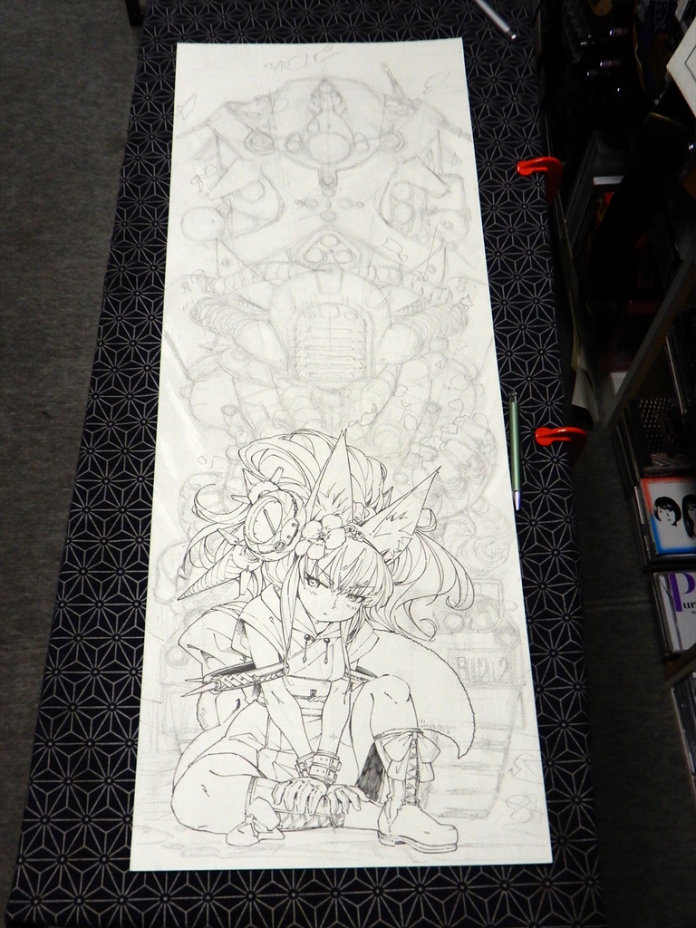 【額装済み:手ぬぐいサイズワトソン紙水彩】起きろ残骸