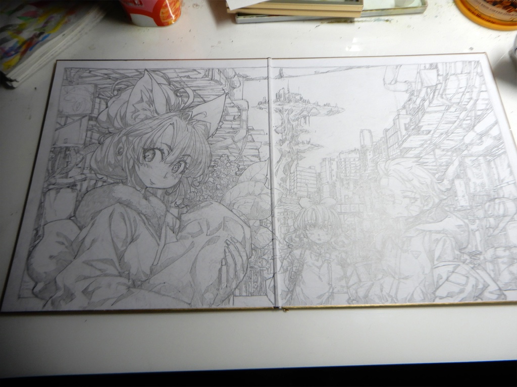 【額装済み:見開き色紙水彩】CREVASSE