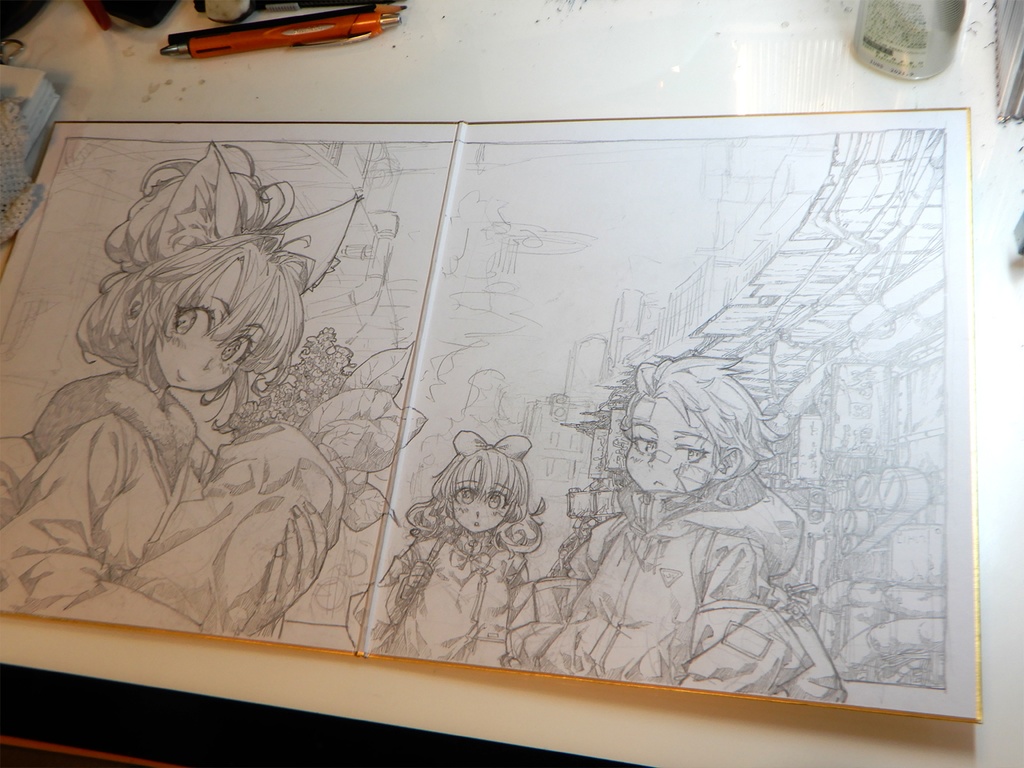 【額装済み:見開き色紙水彩】CREVASSE