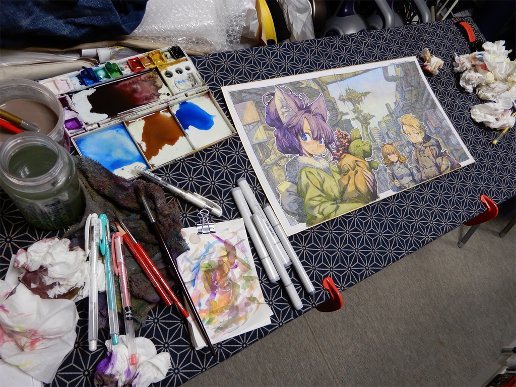 【額装済み:見開き色紙水彩】CREVASSE