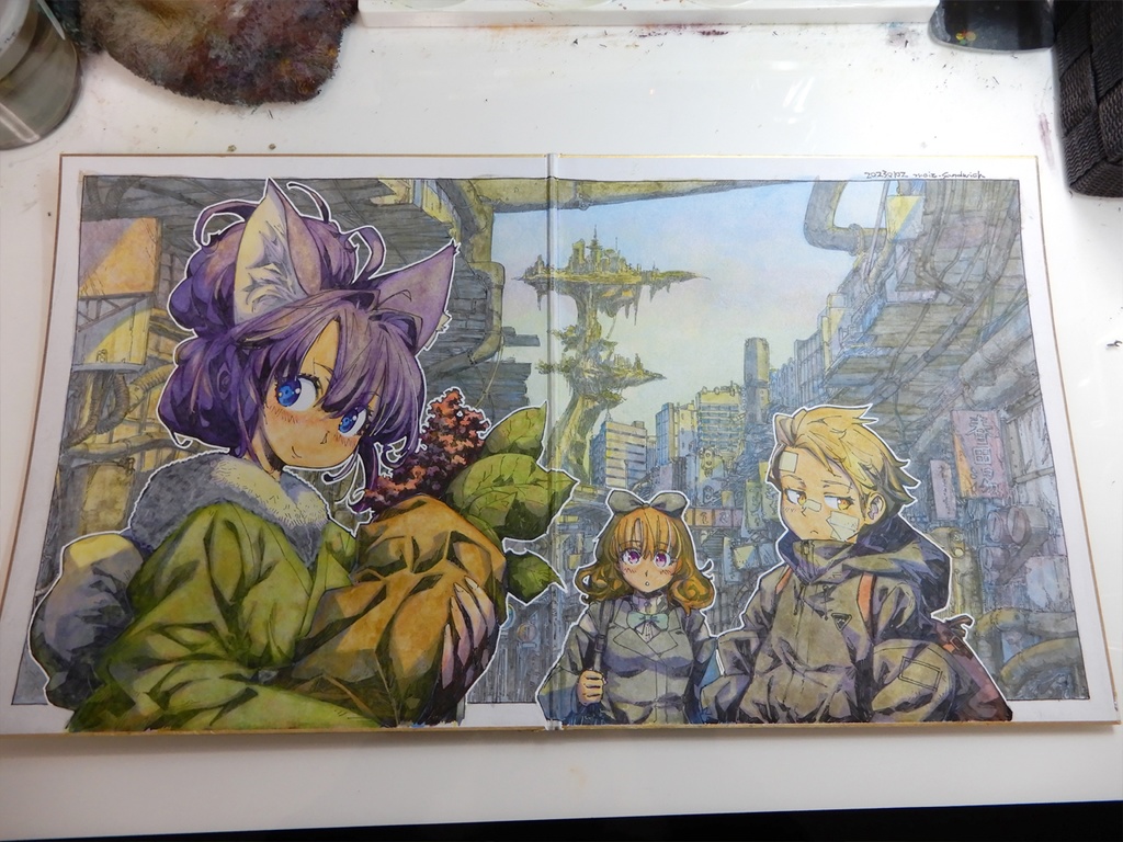 【額装済み:見開き色紙水彩】CREVASSE