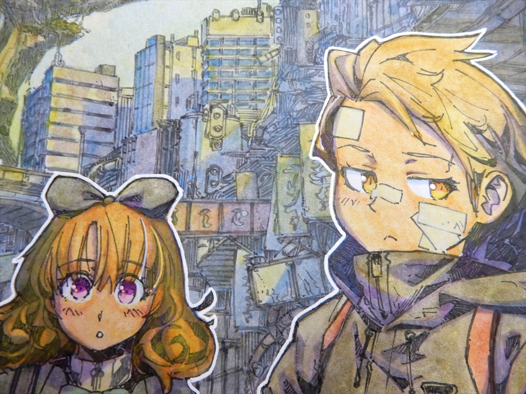 【額装済み:見開き色紙水彩】CREVASSE