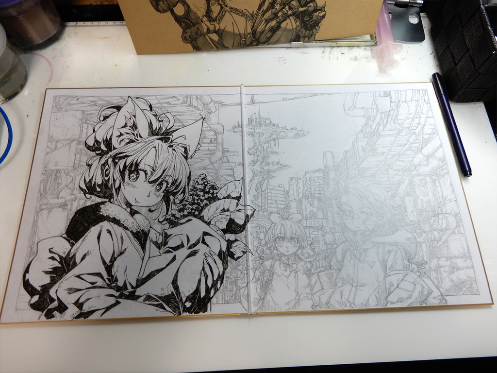 【額装済み:見開き色紙水彩】CREVASSE