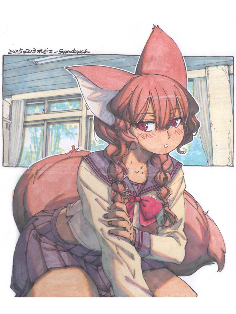 【色紙水彩】まどろみの教室