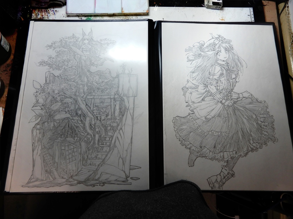 【A3クリアブック】CG着色用A3アナログ原画34枚