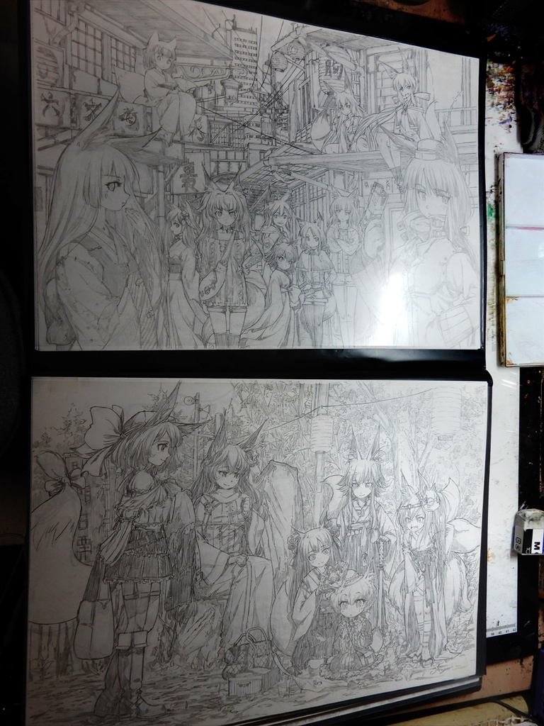 【A3クリアブック】CG着色用A3アナログ原画34枚