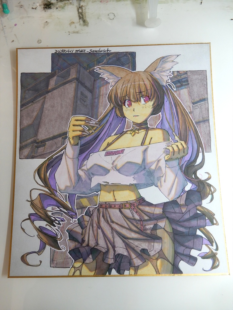 【色紙水彩】黒い部屋と白い爪