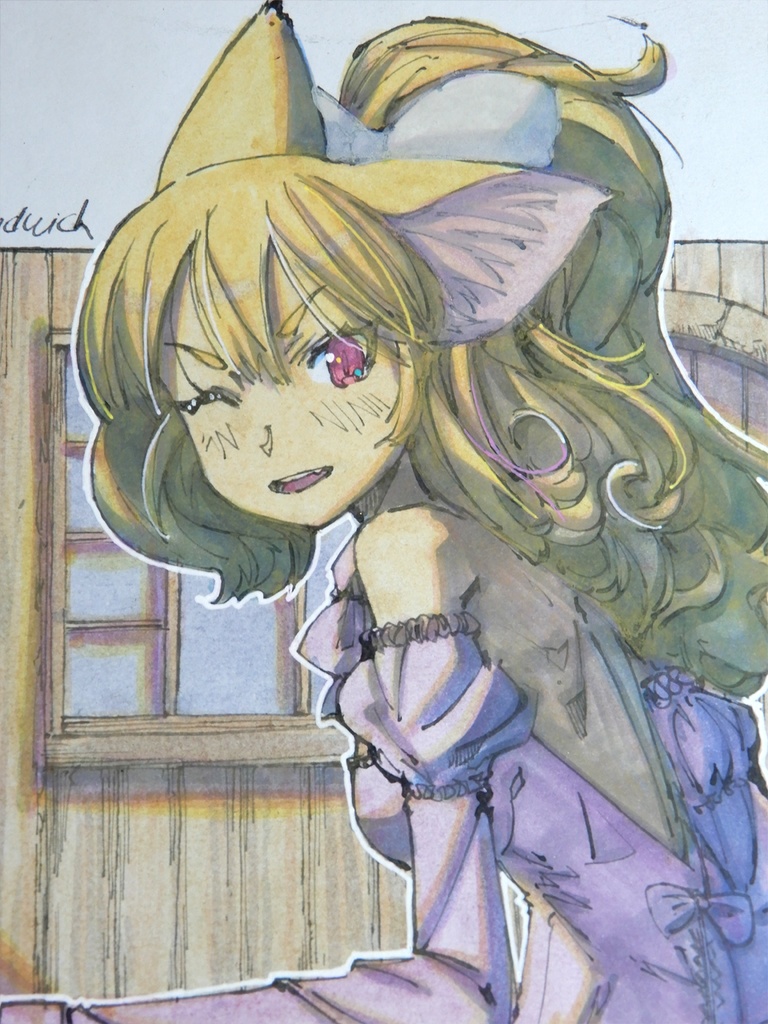 色紙水彩:ウェイトレスの白瀬由衣さん