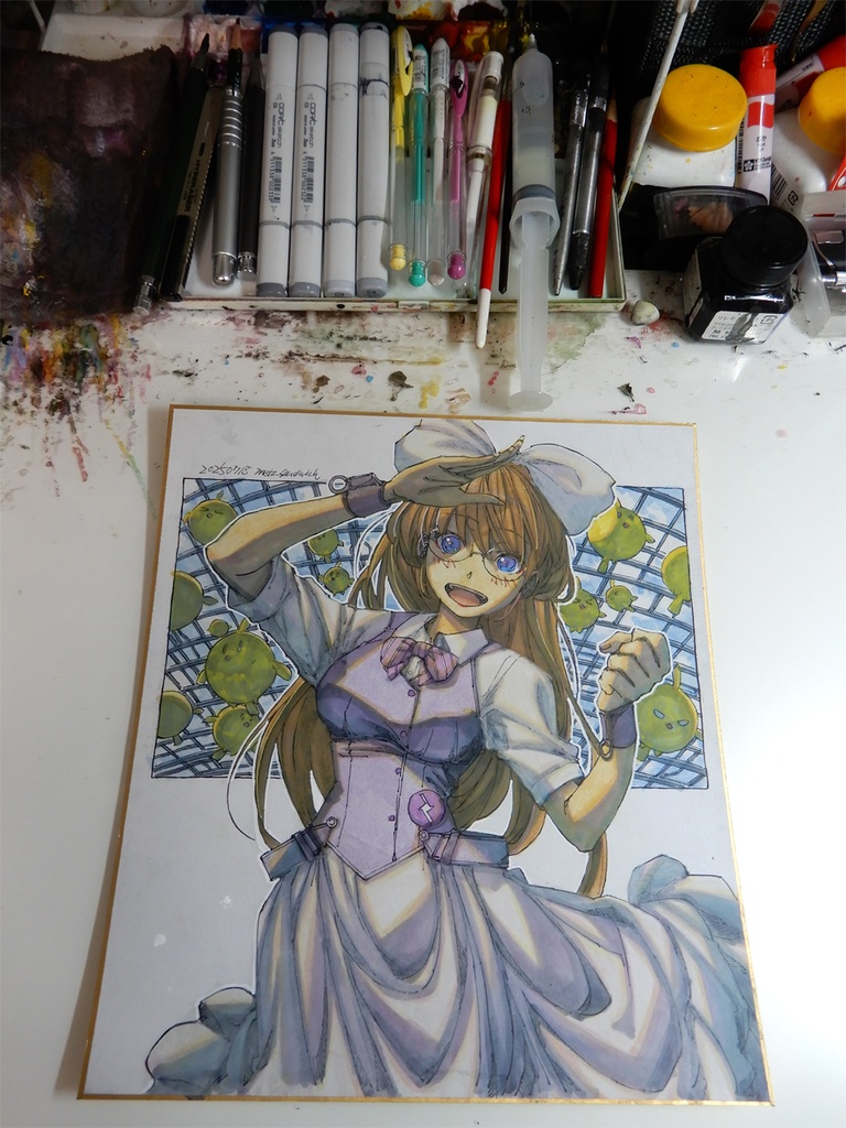 【色紙水彩】温室の白瀬由衣さんと玉鳥達