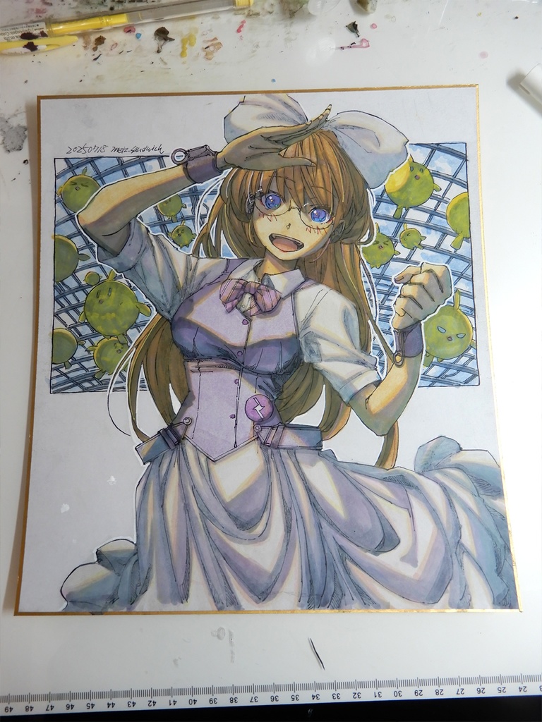 【色紙水彩】温室の白瀬由衣さんと玉鳥達