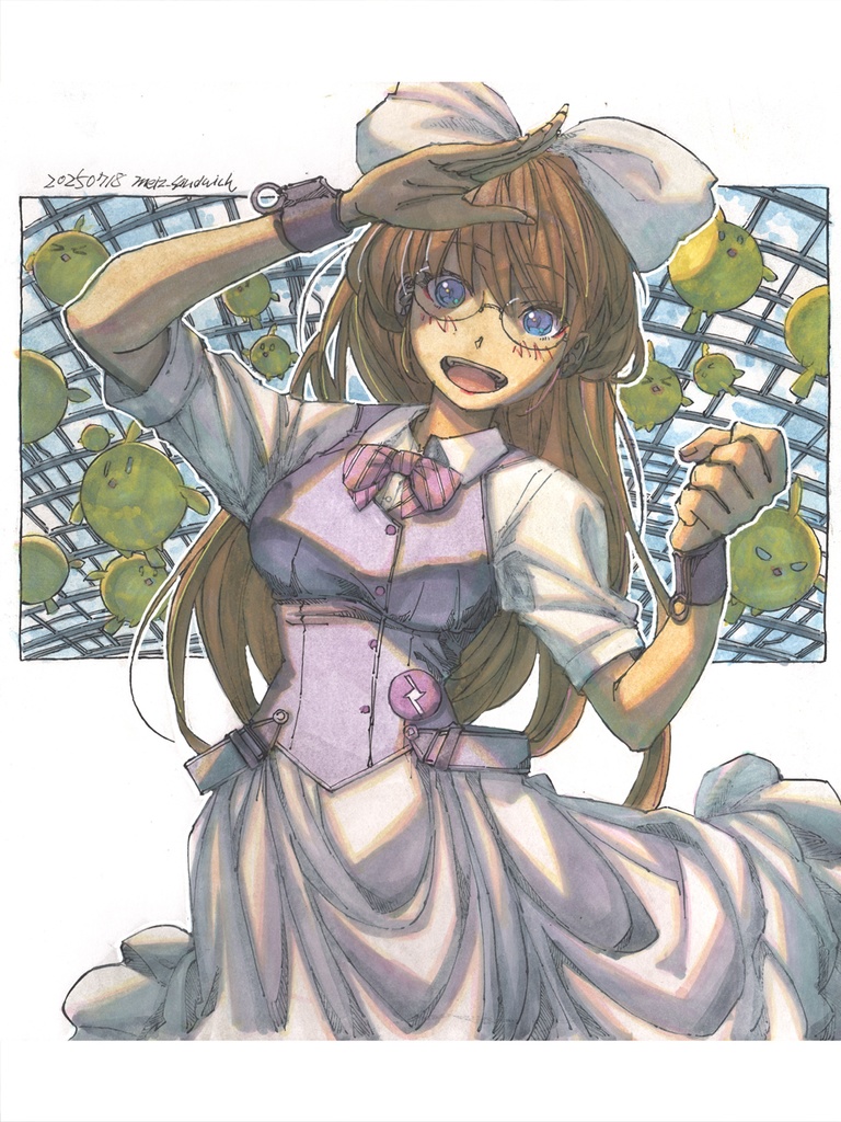 【色紙水彩】温室の白瀬由衣さんと玉鳥達