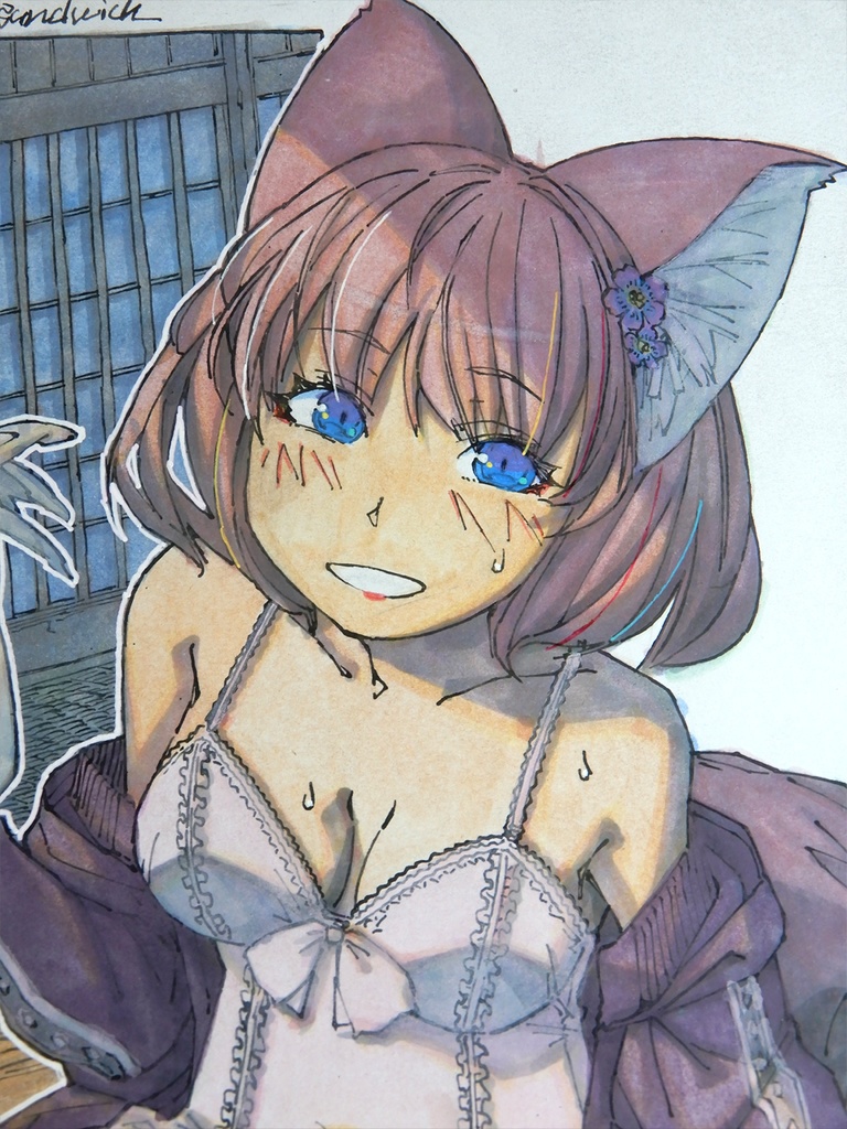 【色紙水彩】いつも気になる縁側のお姉さん