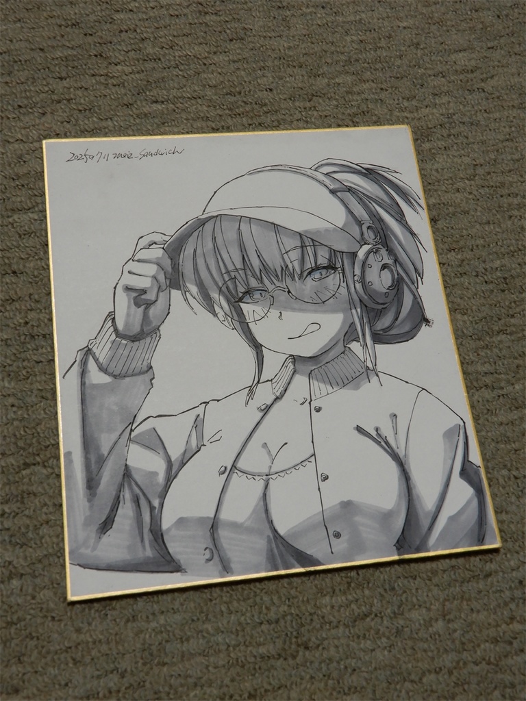 【中色紙モノクロ】スタジャンと丸眼鏡