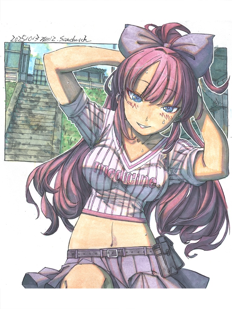 【色紙水彩】ツリ目のポニーテール