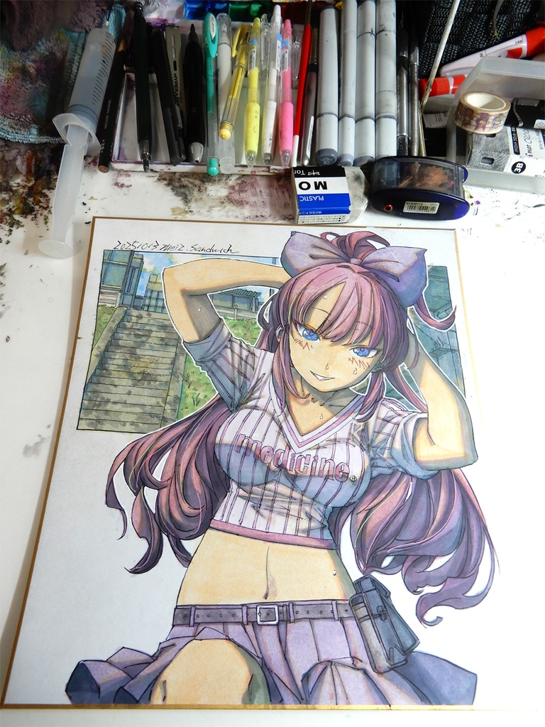 【色紙水彩】ツリ目のポニーテール