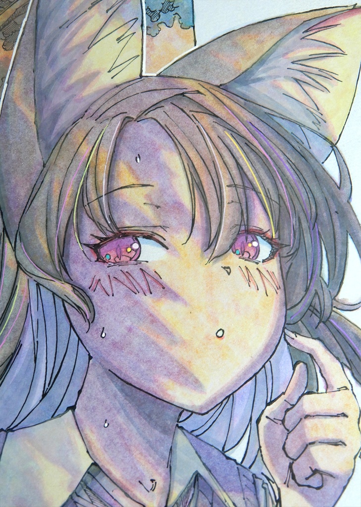 【A4水彩】あたしのそばにいると暑いの?