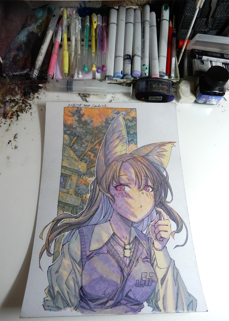 【A4水彩】あたしのそばにいると暑いの?