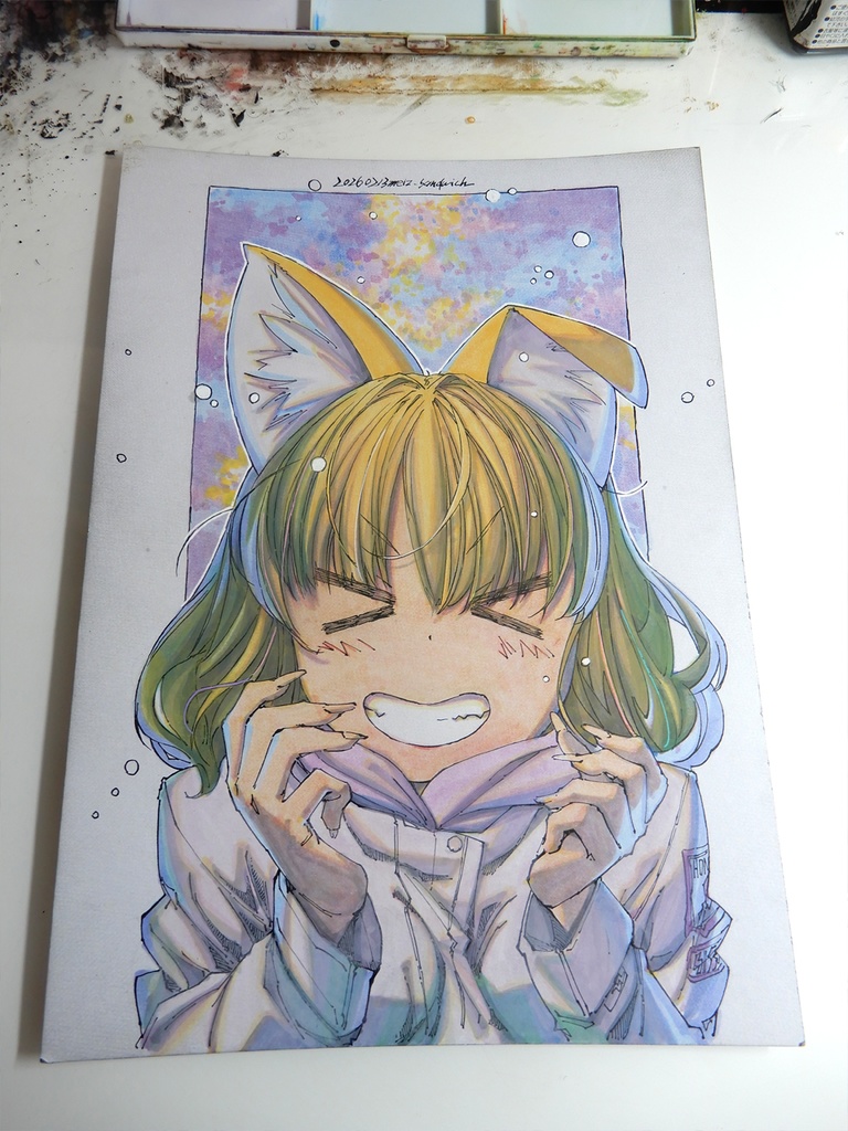 【A4水彩】風花満開