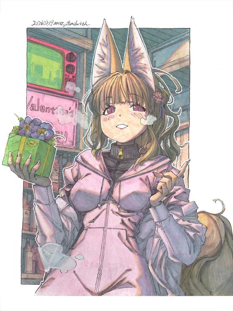 【色紙水彩】雑多な店のバレンタイン