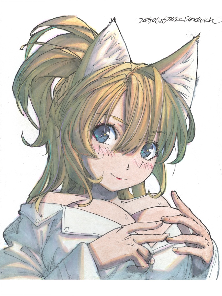 【中色紙水彩】金髪と丸いお胸