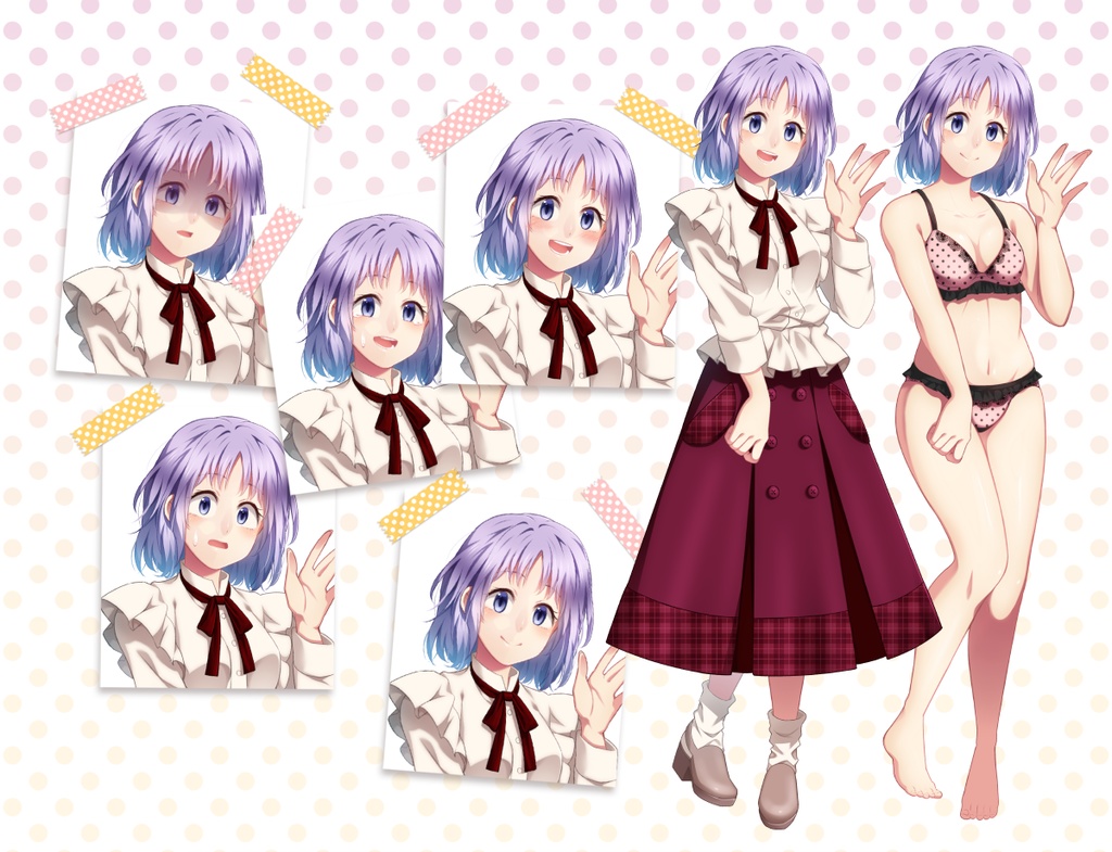 女の子立ち絵素材⑫(私服・下着)(単体販売あり°˖✧)