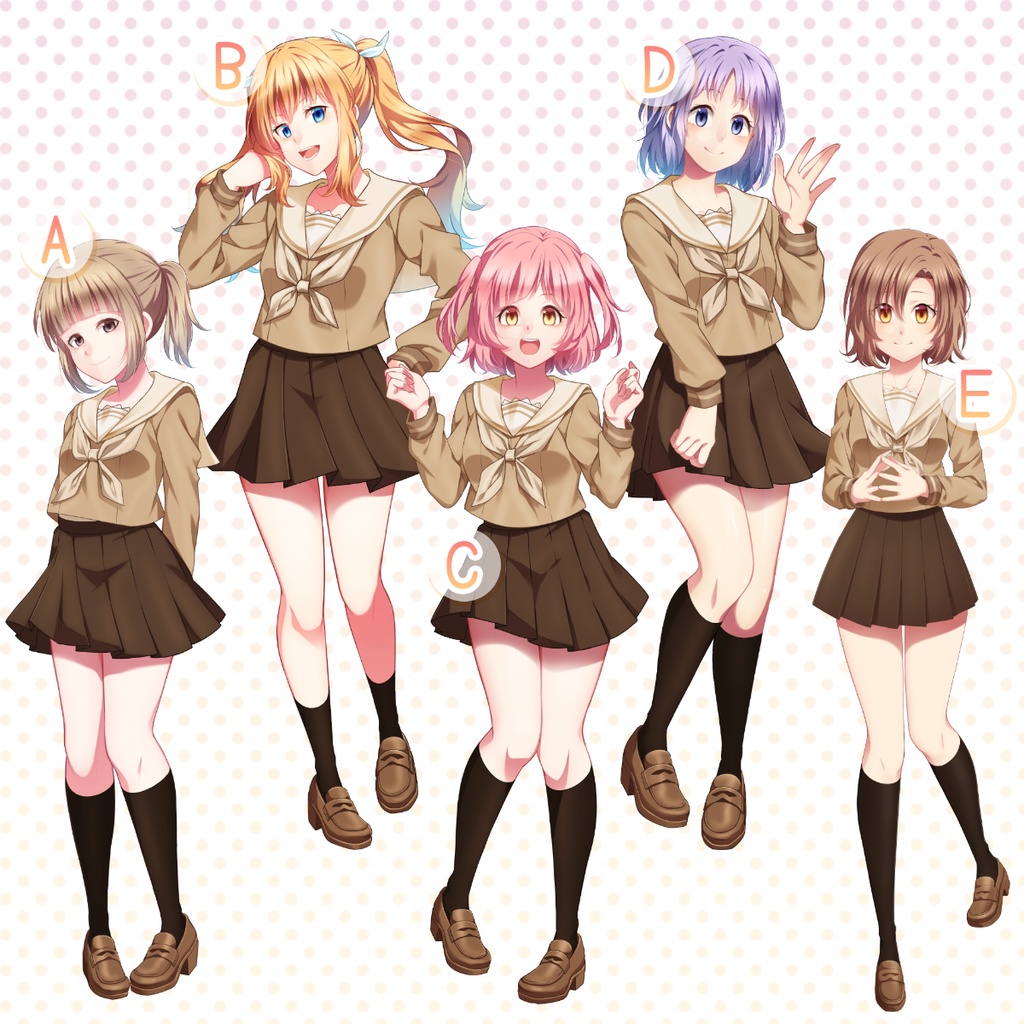 女の子制服立ち絵素材(単体販売あり°˖✧)