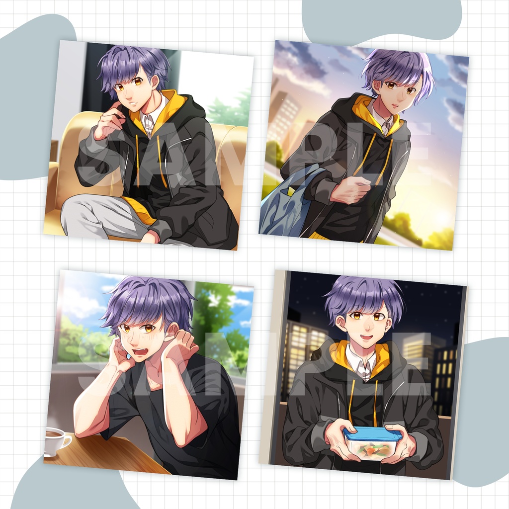 ~男子の日常~スチル・立ち絵セット、単体販売【紫髪】