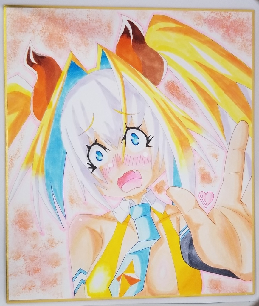手描きイラスト　プラチナ　中色紙