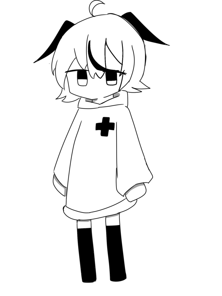 白黒女の子の立ち絵