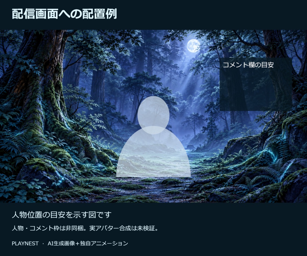 【動く配信背景】月明かりの魔法の森|光の粒と薄霧・20秒ループ