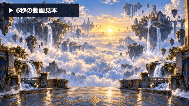 【動く配信背景】天空の滝と浮遊島｜20秒ループ・フルHD